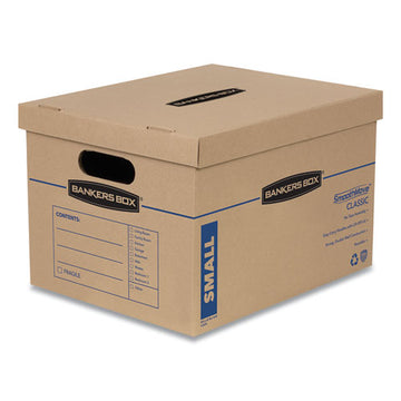 Bankers Box® Smoothmove Classic Moving-storage Boxes, Small, Half Slotted Container (hsc), 15" X 12" X 10", Brown Kraft-blue, 15-carton freeshipping - TVN Wholesale